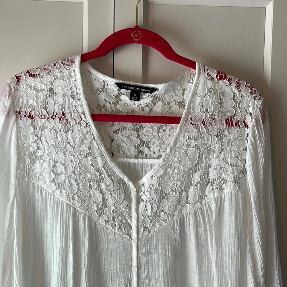 Zac & Rachel White Embellished Blouse with 3/4 Sleeves - Picture 2 of 7